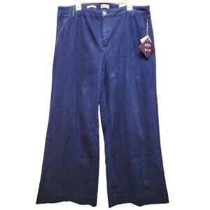 Wide-Leg High-Rise Relaxed Fit Stretch Denim Womens Pants Ava & Viv Size 18R